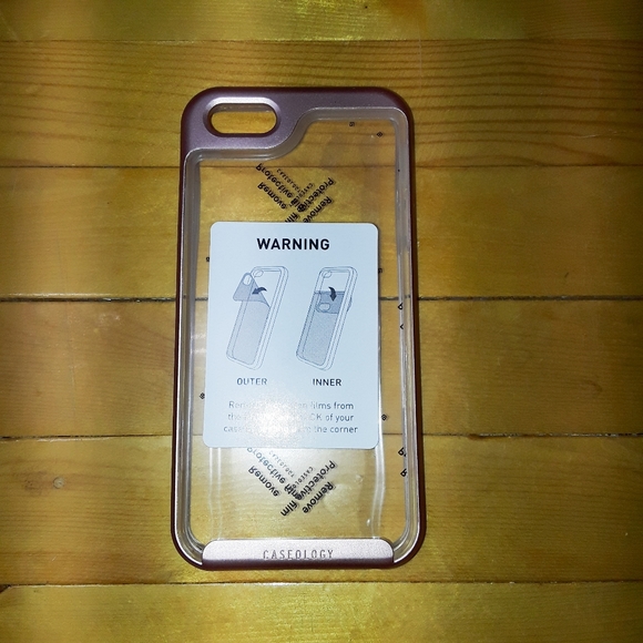 iPhone 5/5S/SE Metallic Pink Framed Clear Slim Fit Hybrid Phone Case - Picture 1 of 4